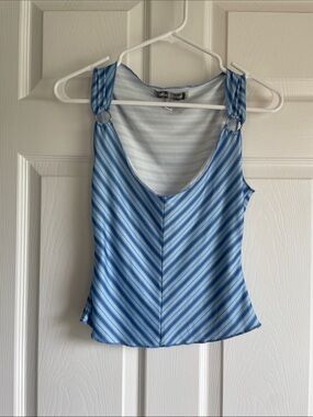 Urban Outfitters Blue Chevron Ring-Detail Tank Top
